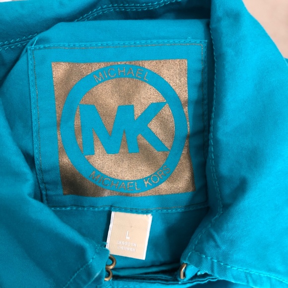 Michael Kors Trench Coat Women’s Large Teal Double Breasted Belted Pockets - Picture 3 of 14